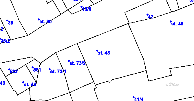 Parcela st. 45 v KÚ Neředín, Katastrální mapa