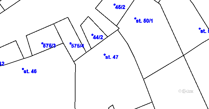 Parcela st. 47 v KÚ Neředín, Katastrální mapa