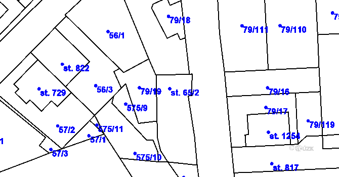 Parcela st. 65/2 v KÚ Neředín, Katastrální mapa