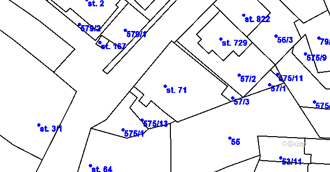 Parcela st. 71 v KÚ Neředín, Katastrální mapa