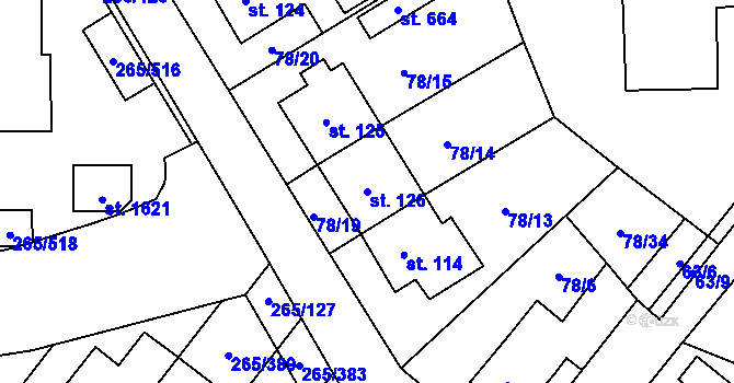 Parcela st. 126 v KÚ Neředín, Katastrální mapa