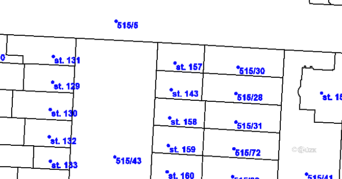 Parcela st. 143 v KÚ Neředín, Katastrální mapa
