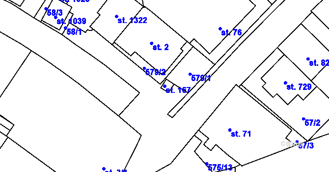 Parcela st. 167 v KÚ Neředín, Katastrální mapa