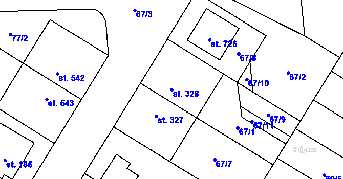 Parcela st. 328 v KÚ Neředín, Katastrální mapa
