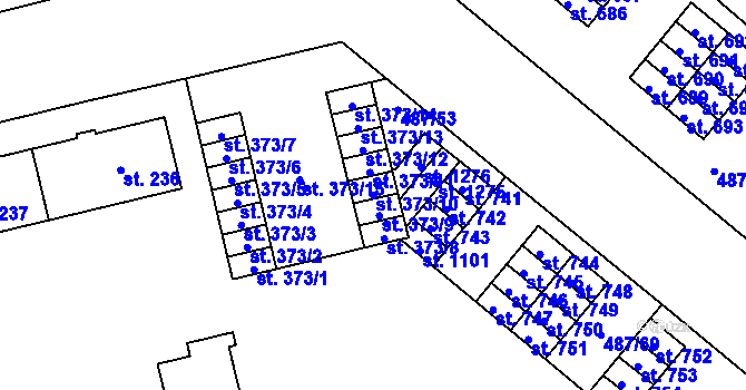 Parcela st. 373/10 v KÚ Neředín, Katastrální mapa