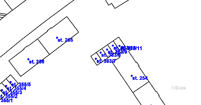 Parcela st. 383/8 v KÚ Neředín, Katastrální mapa