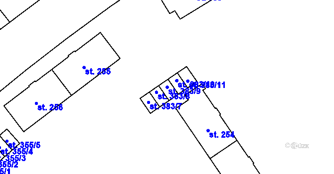 Parcela st. 383/9 v KÚ Neředín, Katastrální mapa