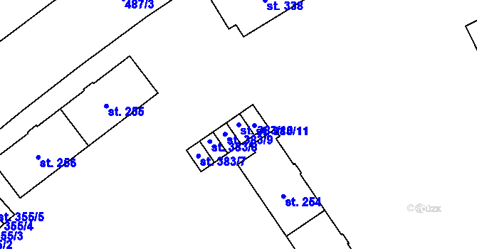 Parcela st. 383/10 v KÚ Neředín, Katastrální mapa