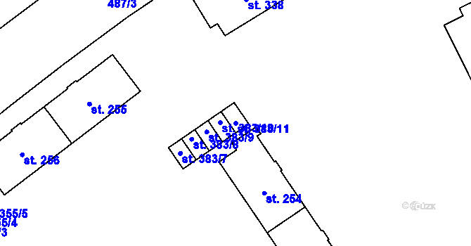 Parcela st. 383/11 v KÚ Neředín, Katastrální mapa