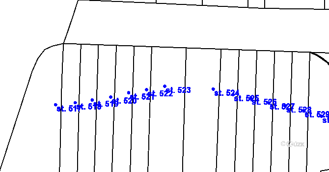 Parcela st. 523 v KÚ Neředín, Katastrální mapa