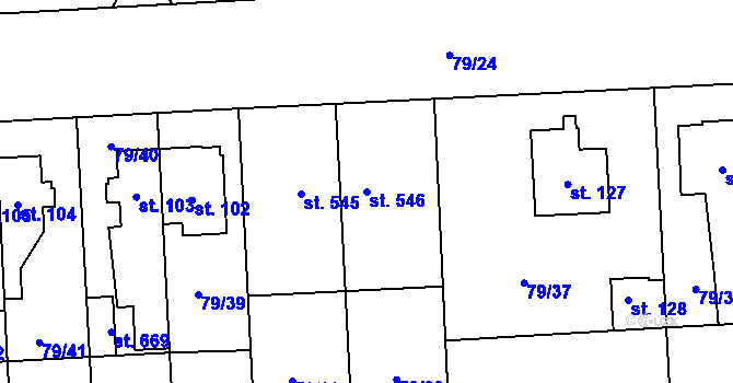 Parcela st. 546 v KÚ Neředín, Katastrální mapa