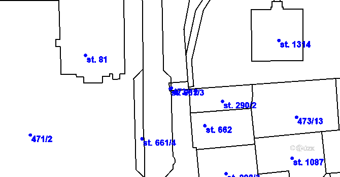 Parcela st. 661/3 v KÚ Neředín, Katastrální mapa
