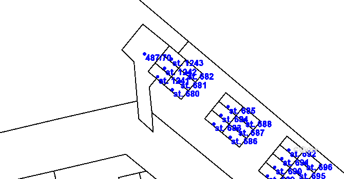 Parcela st. 680 v KÚ Neředín, Katastrální mapa