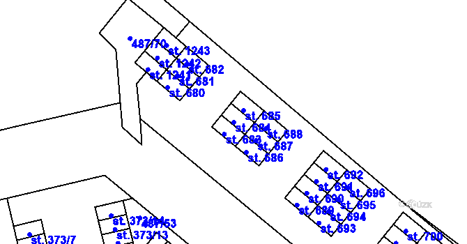 Parcela st. 684 v KÚ Neředín, Katastrální mapa
