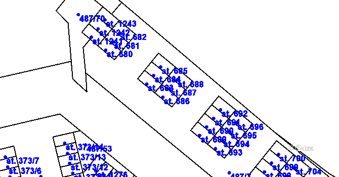 Parcela st. 687 v KÚ Neředín, Katastrální mapa