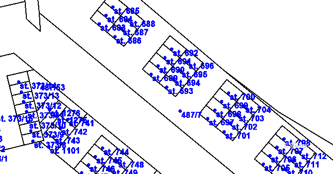 Parcela st. 693 v KÚ Neředín, Katastrální mapa