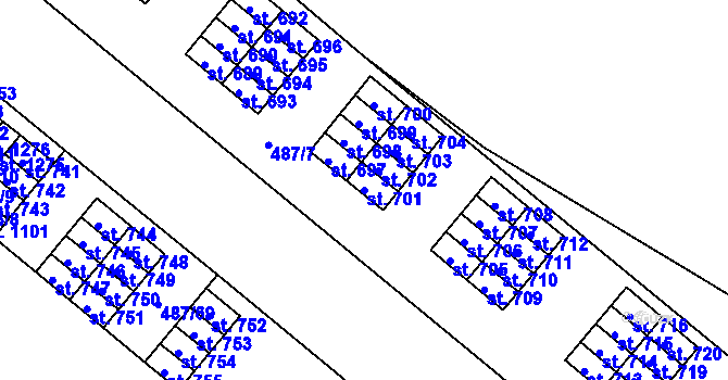 Parcela st. 701 v KÚ Neředín, Katastrální mapa
