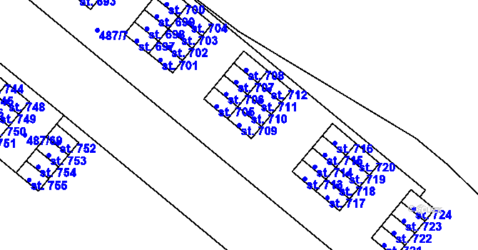 Parcela st. 709 v KÚ Neředín, Katastrální mapa