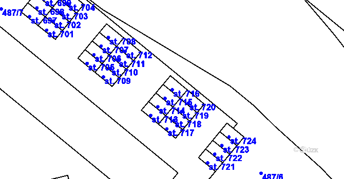 Parcela st. 716 v KÚ Neředín, Katastrální mapa