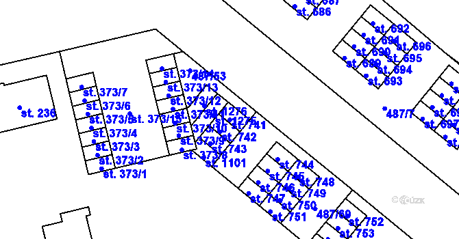 Parcela st. 741 v KÚ Neředín, Katastrální mapa