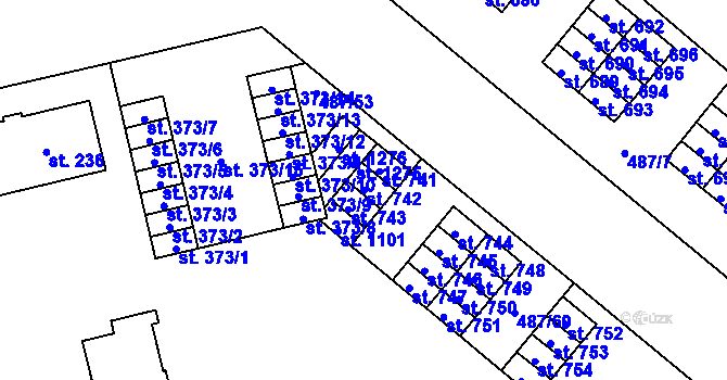 Parcela st. 742 v KÚ Neředín, Katastrální mapa