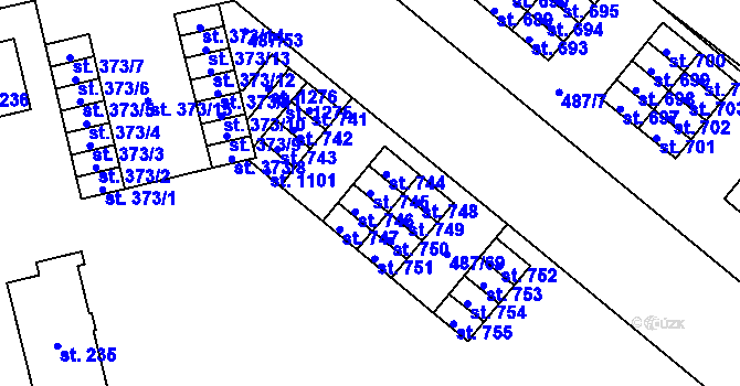 Parcela st. 745 v KÚ Neředín, Katastrální mapa