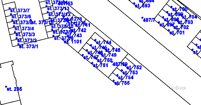 Parcela st. 749 v KÚ Neředín, Katastrální mapa