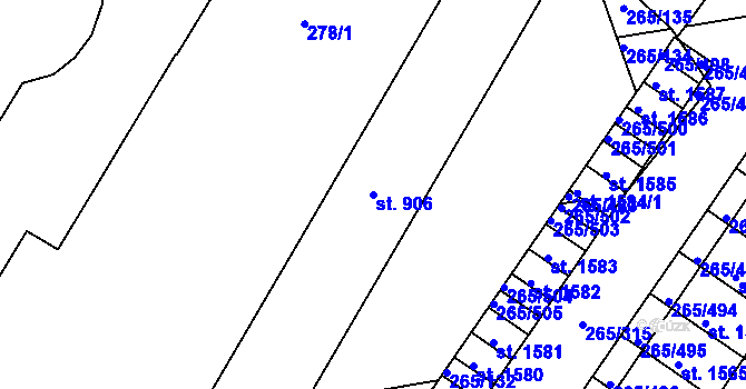 Parcela st. 906 v KÚ Neředín, Katastrální mapa