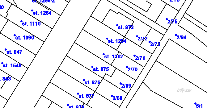 Parcela st. 1312 v KÚ Neředín, Katastrální mapa