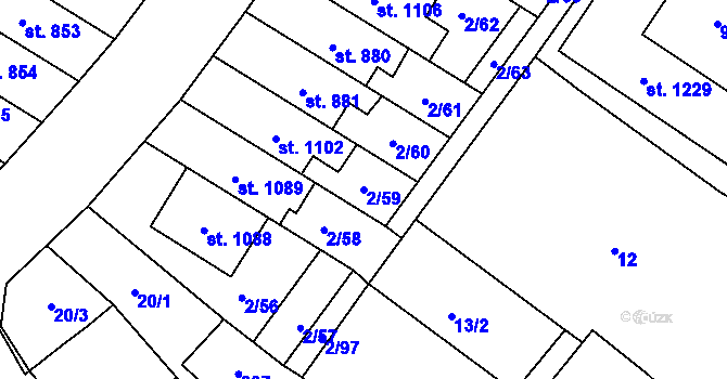 Parcela st. 2/59 v KÚ Neředín, Katastrální mapa