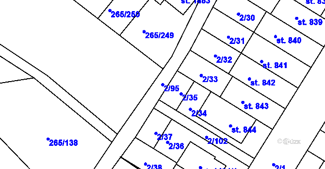 Parcela st. 2/95 v KÚ Neředín, Katastrální mapa