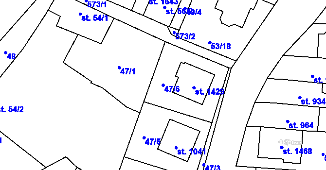 Parcela st. 47/6 v KÚ Neředín, Katastrální mapa