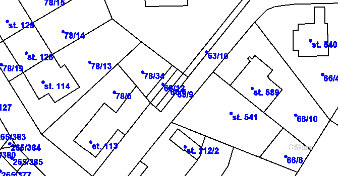 Parcela st. 63/6 v KÚ Neředín, Katastrální mapa