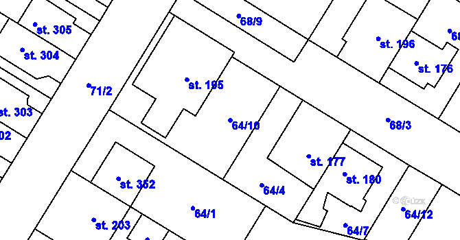 Parcela st. 64/10 v KÚ Neředín, Katastrální mapa