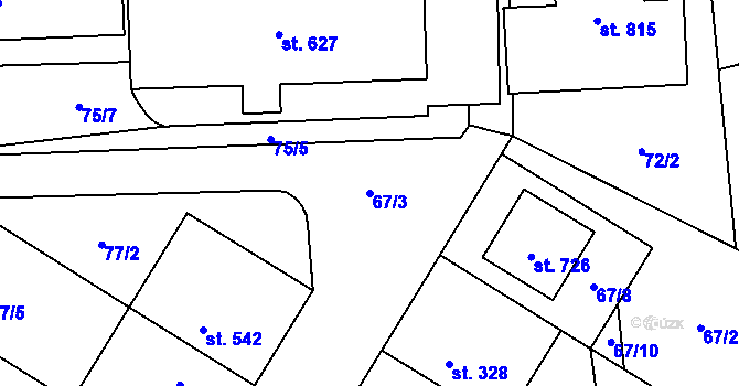 Parcela st. 67/3 v KÚ Neředín, Katastrální mapa
