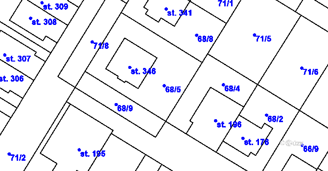 Parcela st. 68/5 v KÚ Neředín, Katastrální mapa