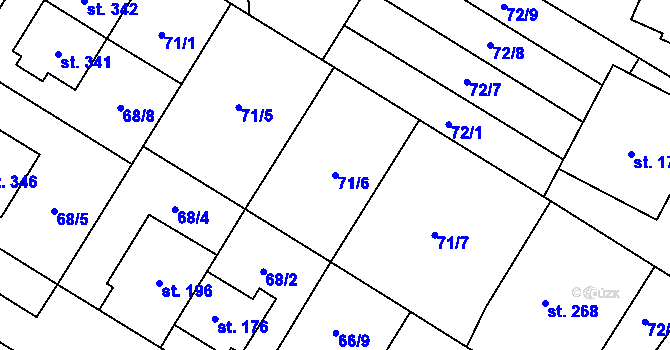 Parcela st. 71/6 v KÚ Neředín, Katastrální mapa