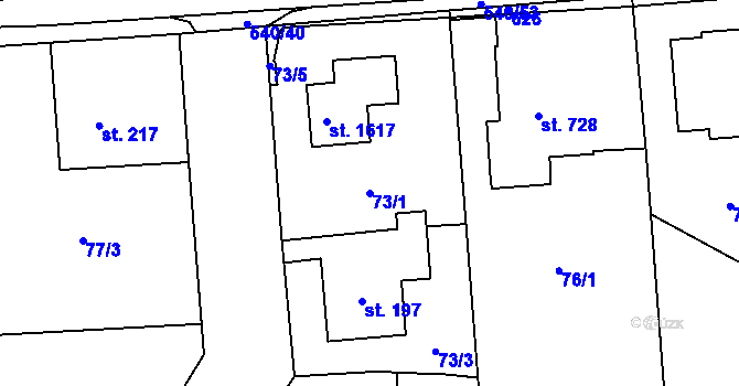 Parcela st. 73/1 v KÚ Neředín, Katastrální mapa