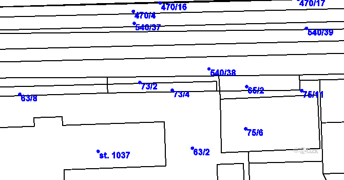 Parcela st. 73/4 v KÚ Neředín, Katastrální mapa