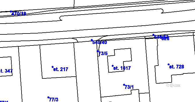 Parcela st. 73/5 v KÚ Neředín, Katastrální mapa