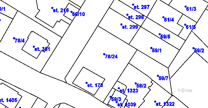 Parcela st. 78/24 v KÚ Neředín, Katastrální mapa