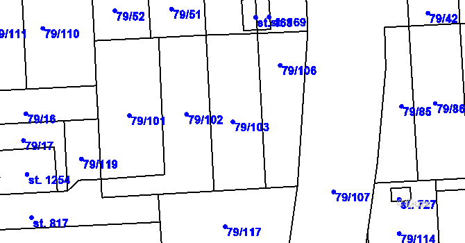 Parcela st. 79/103 v KÚ Neředín, Katastrální mapa