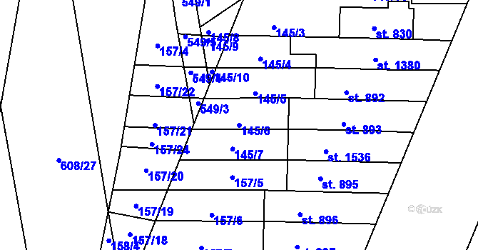 Parcela st. 145/6 v KÚ Neředín, Katastrální mapa
