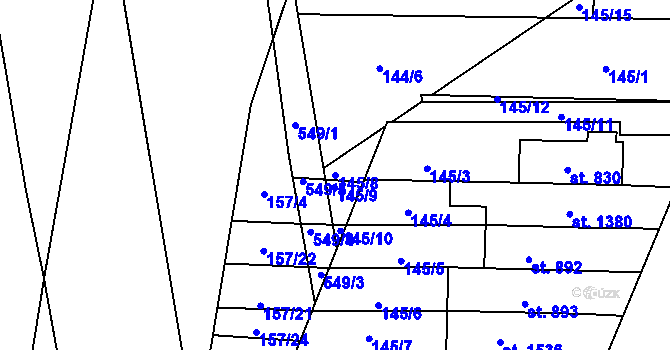 Parcela st. 145/8 v KÚ Neředín, Katastrální mapa