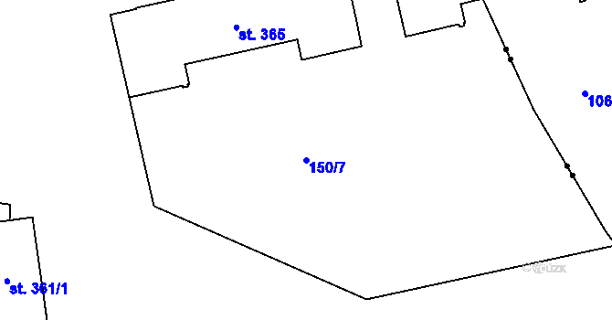 Parcela st. 150/7 v KÚ Neředín, Katastrální mapa