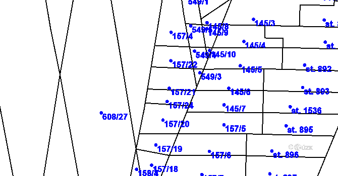 Parcela st. 157/21 v KÚ Neředín, Katastrální mapa