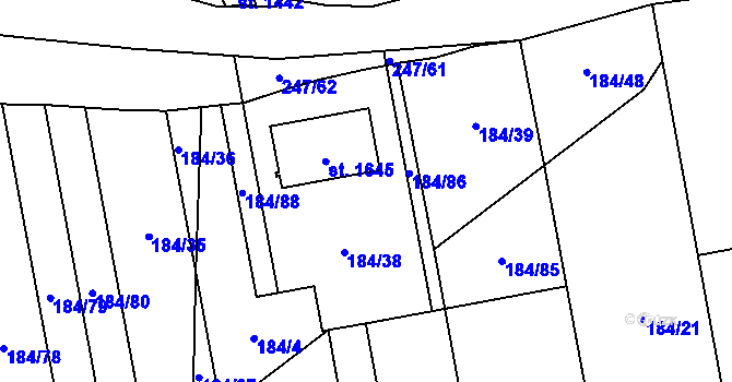 Parcela st. 184/52 v KÚ Neředín, Katastrální mapa