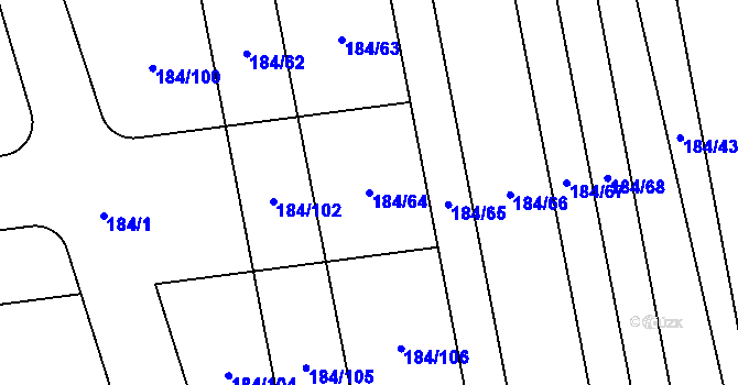 Parcela st. 184/64 v KÚ Neředín, Katastrální mapa