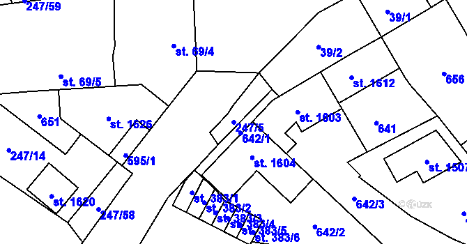 Parcela st. 247/5 v KÚ Neředín, Katastrální mapa