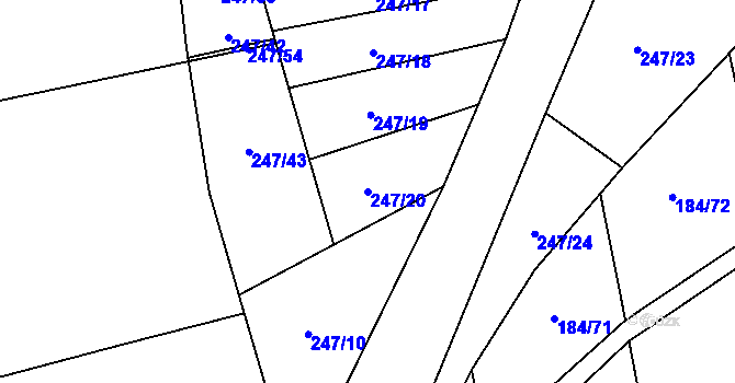 Parcela st. 247/20 v KÚ Neředín, Katastrální mapa